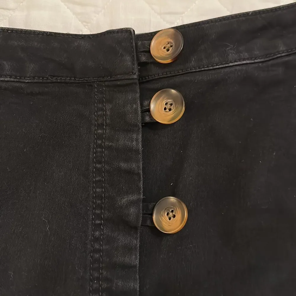NWOT Free People Little Daisies Black Button-Front Mini Skirt Size 8 - Picture 6 of 12